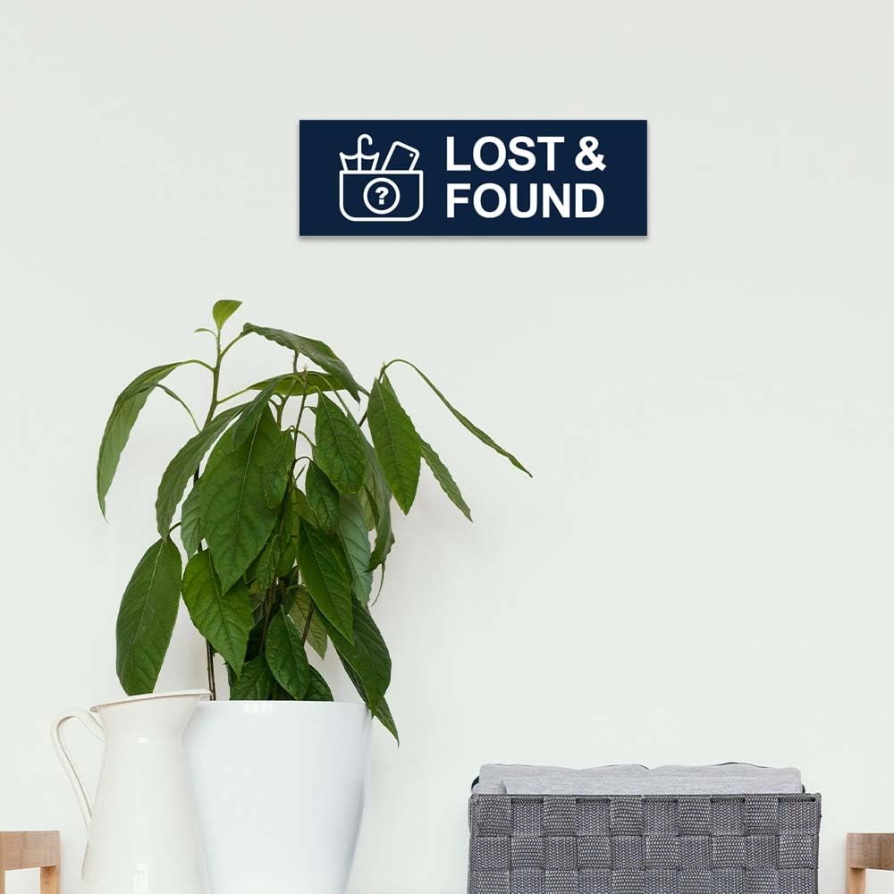Black Medium Basic Lost And Found Door Sign Adhesive Mounts Office 2 Pack
