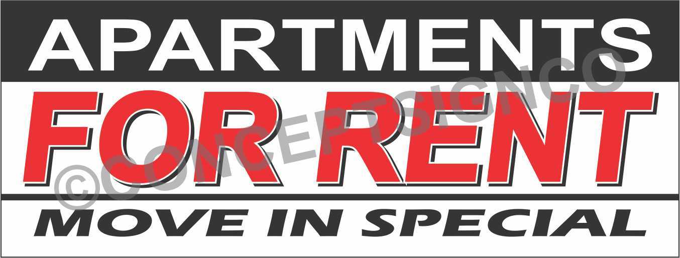 1.5’X4′ APARTMENTS FOR RENT BANNER Outdoor Sign Move In Specials Rentals Lease