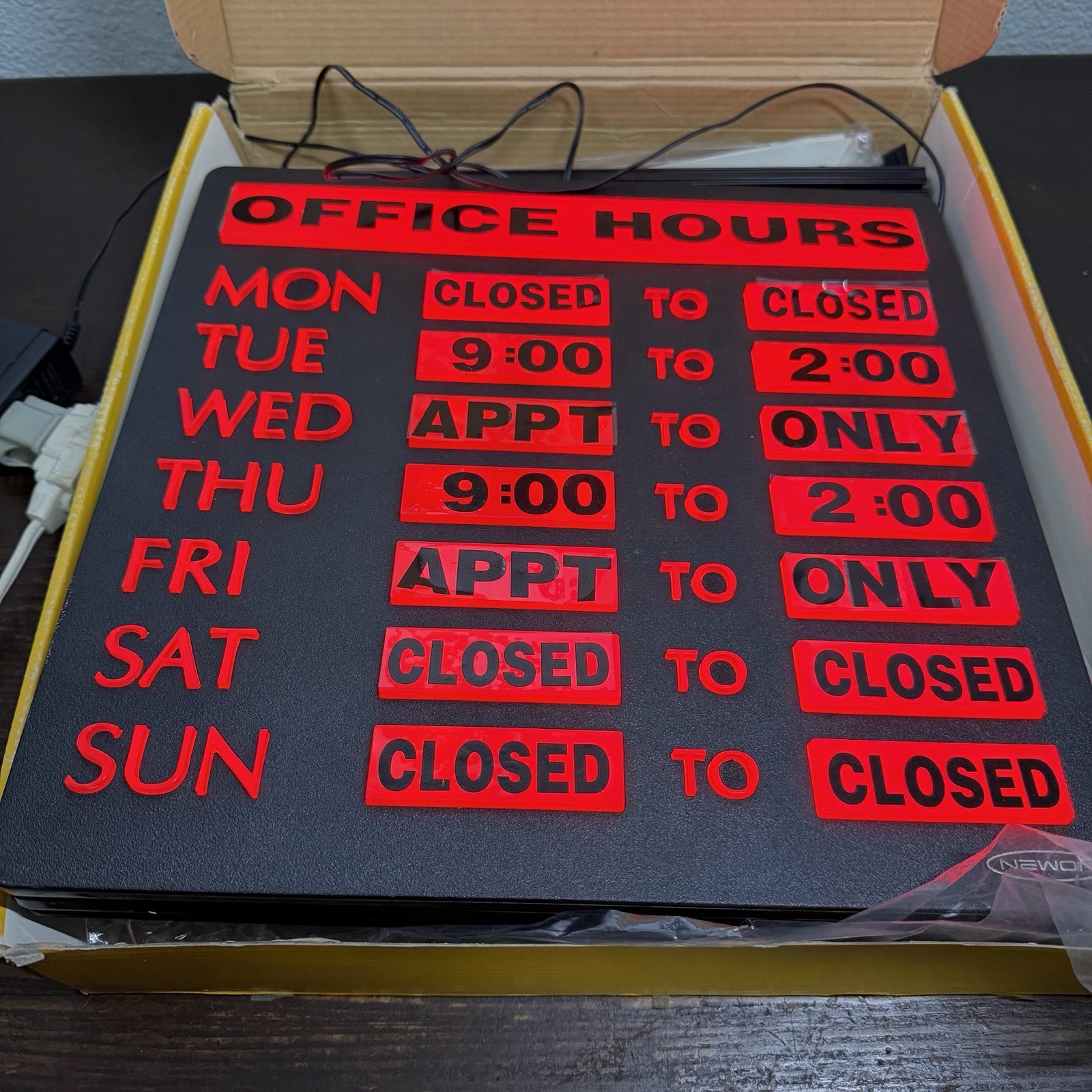 Newon LED Shatterproof Super Bright Lighted Business Hours Open Hanging Sign GUC