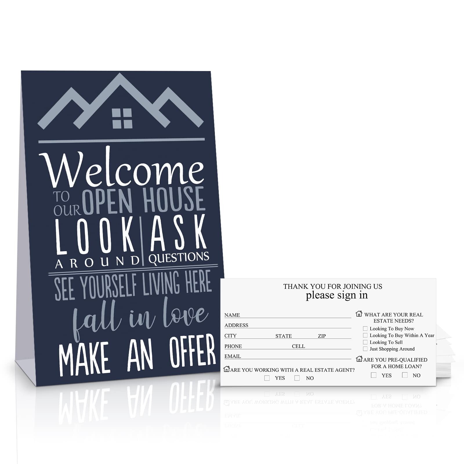 100 Pieces Open House Sign 5.1 x 2.6 Inch Open House Registry Sign in Cards O…