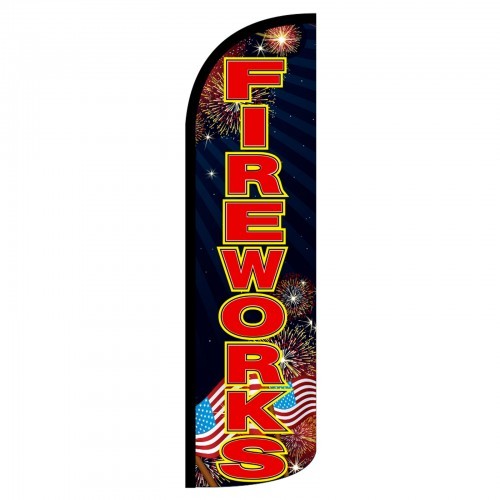 Fireworks Swooper Flag Only Windless 3′ Wide Sign Banner Black Red
