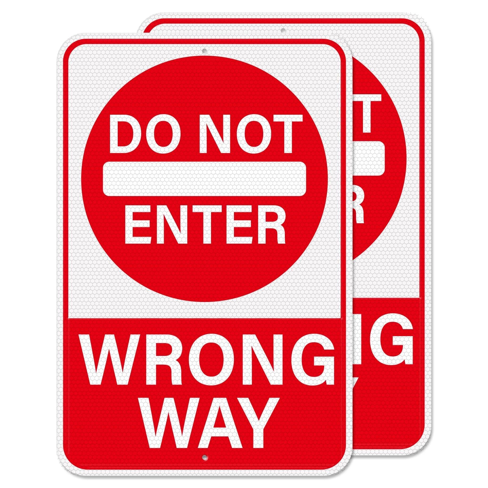 2 Pack Do Not Enter Wrong Way Sign 18 × 12 Inches Reflective Waterproof Fade …