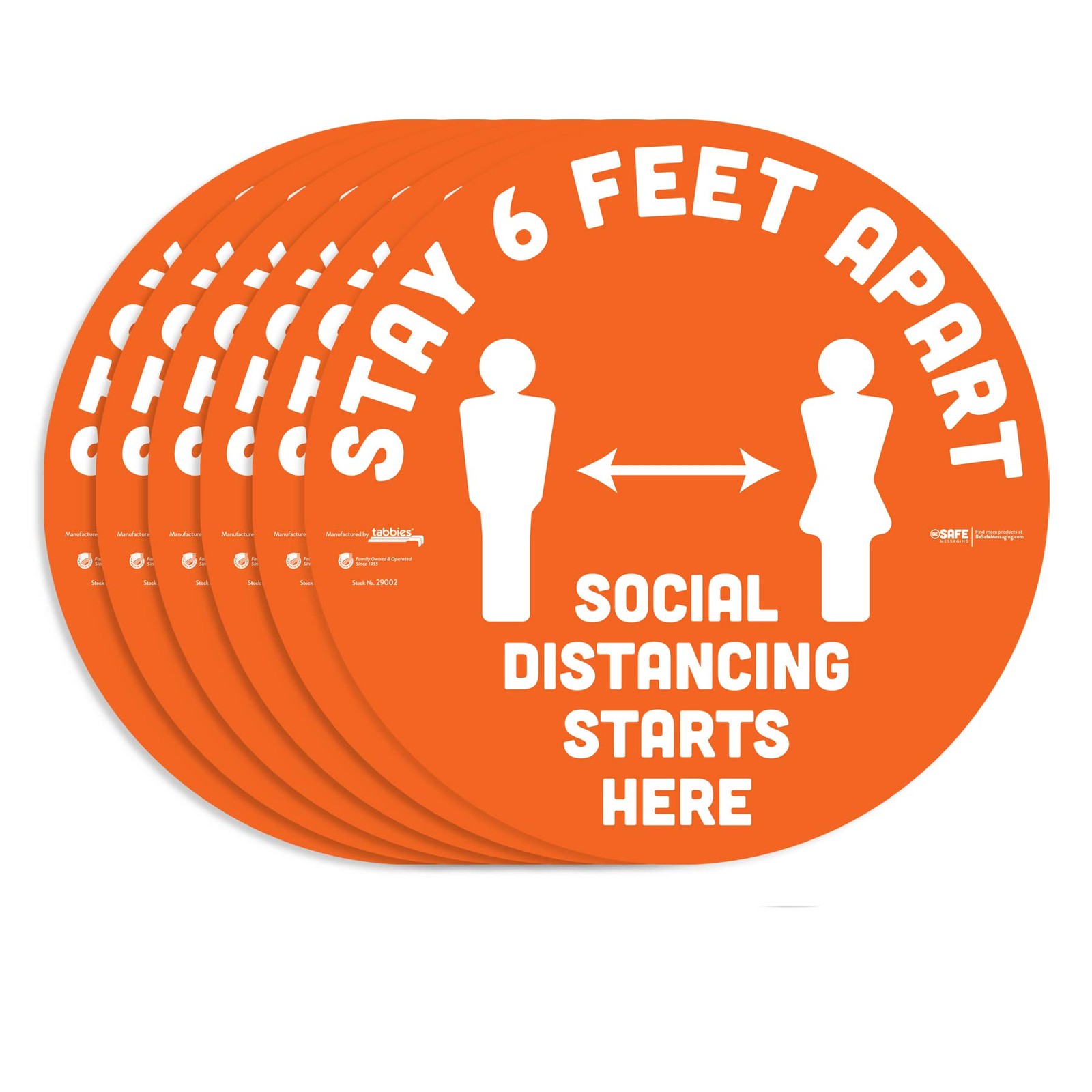 Tabbies Besafe Messaging Stay 6 Feet Apart 6 – 12 Round Repositionable Vinyl Ul