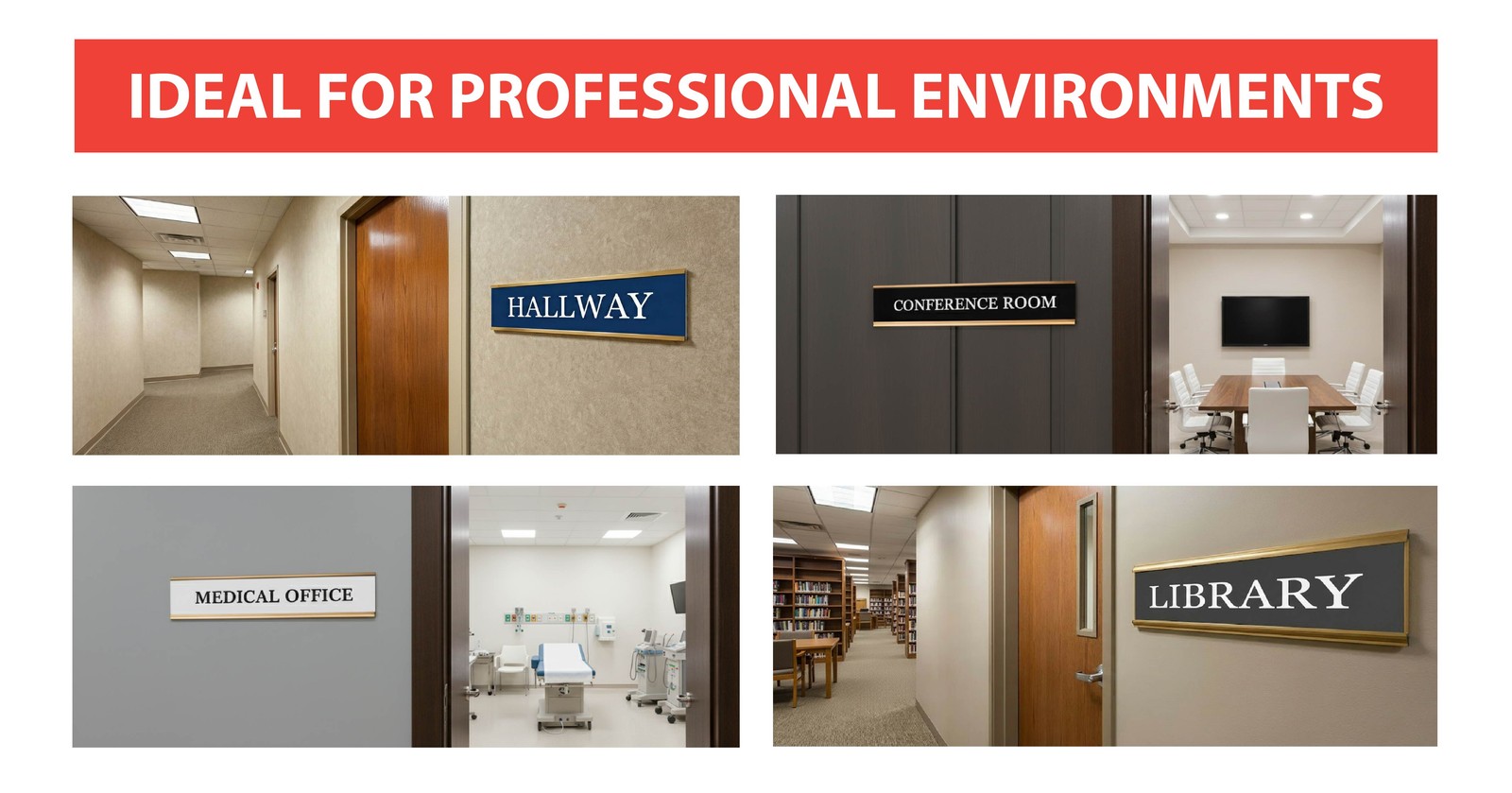 Office Wall Name Plate Holder – 2″ x 8″ / 2″ x 10″