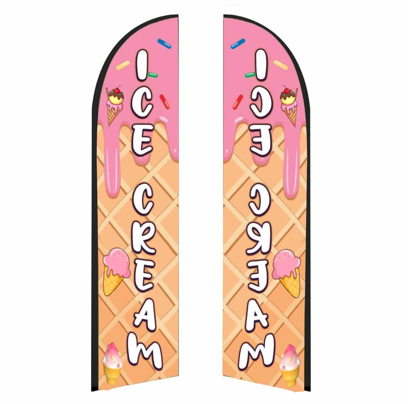 Ice Cream Feather Flag Advertising Swooper Banner Shop Sign Outdoor Business