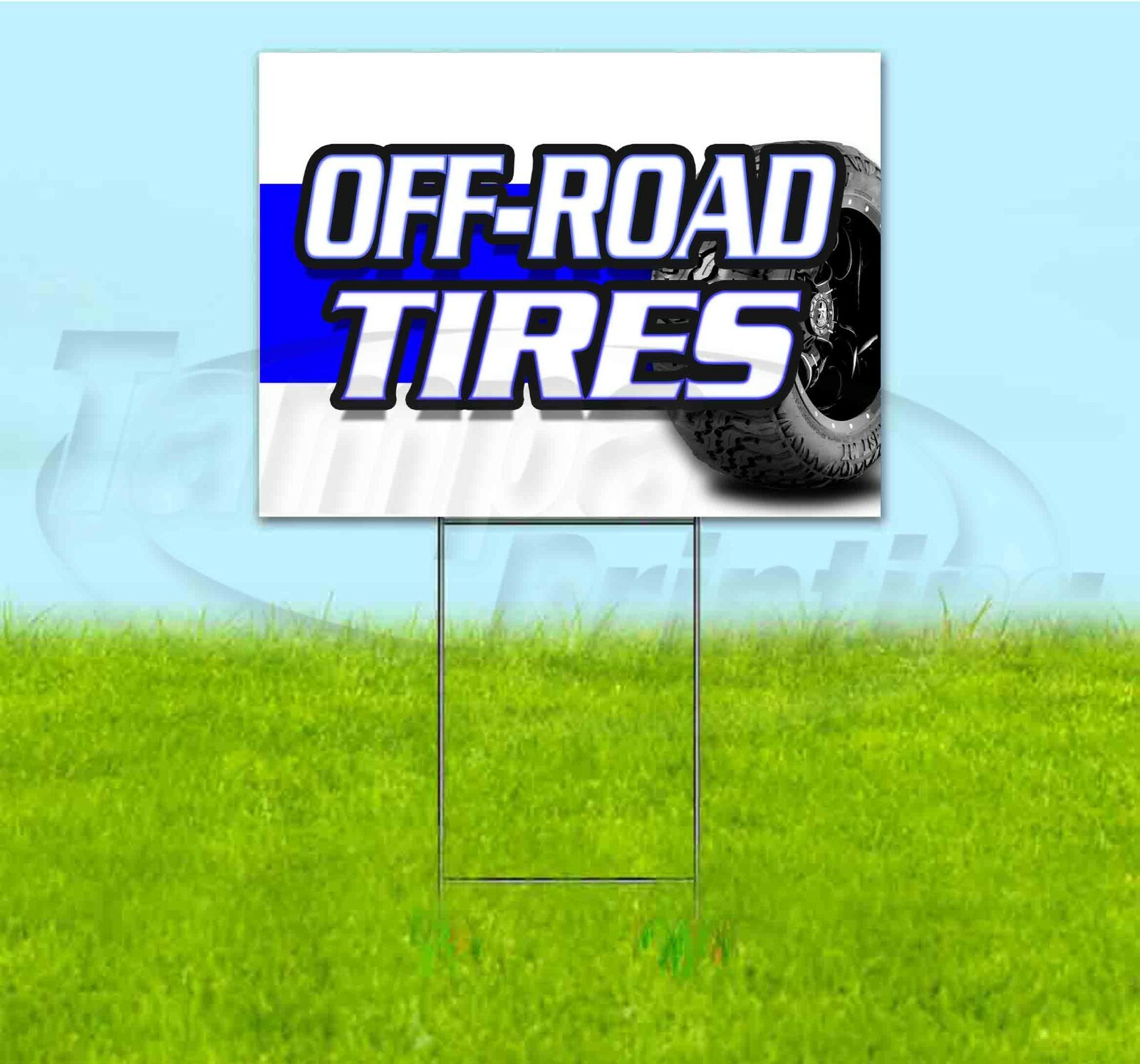 OFF-ROAD TIRES 18×24 Yard Sign WITH STAKE Corrugated Bandit USA BUSINESS AUTO