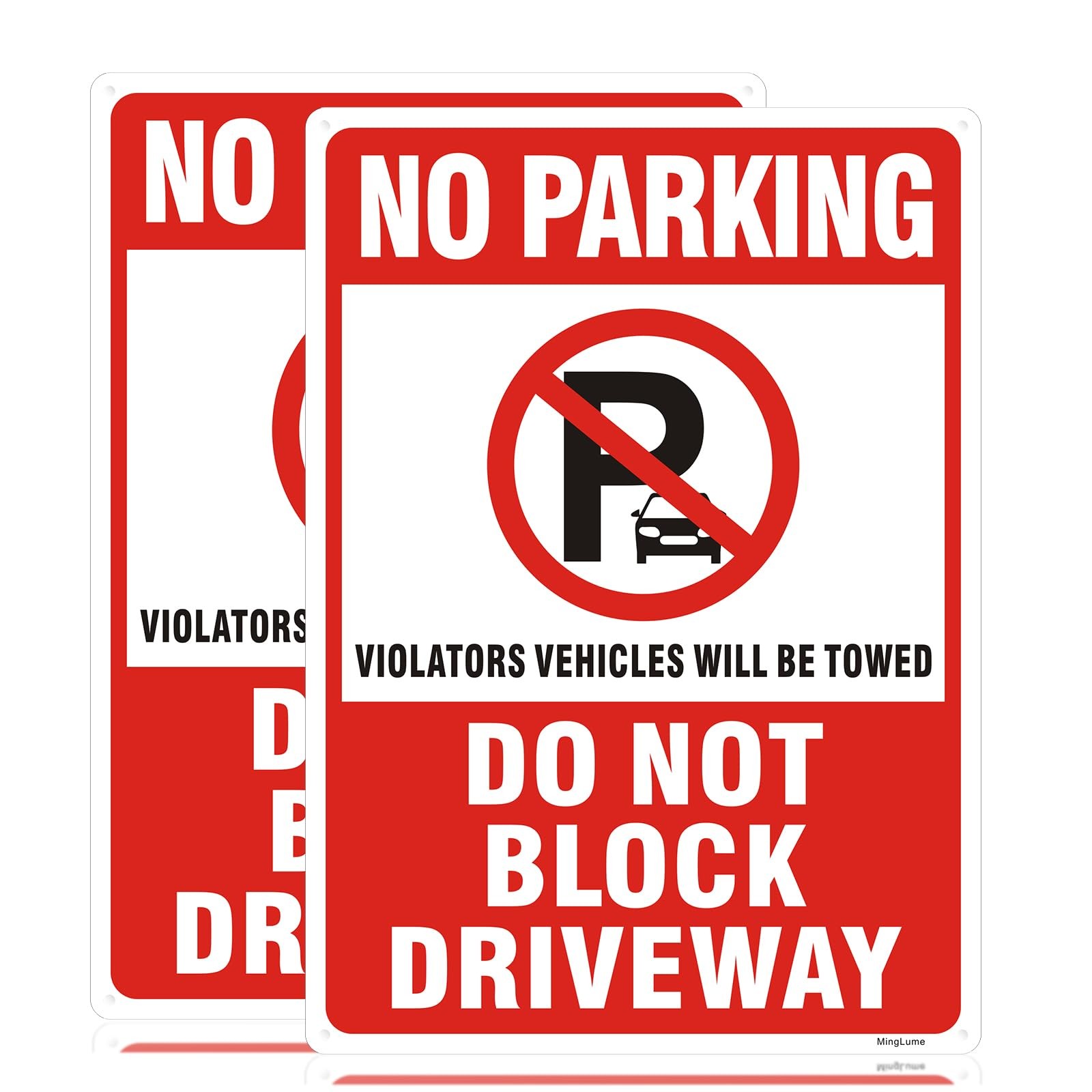2 Pack No Parking Do Not Block Driveway Signs, 14 x 10 Inch Violators Vehicle…