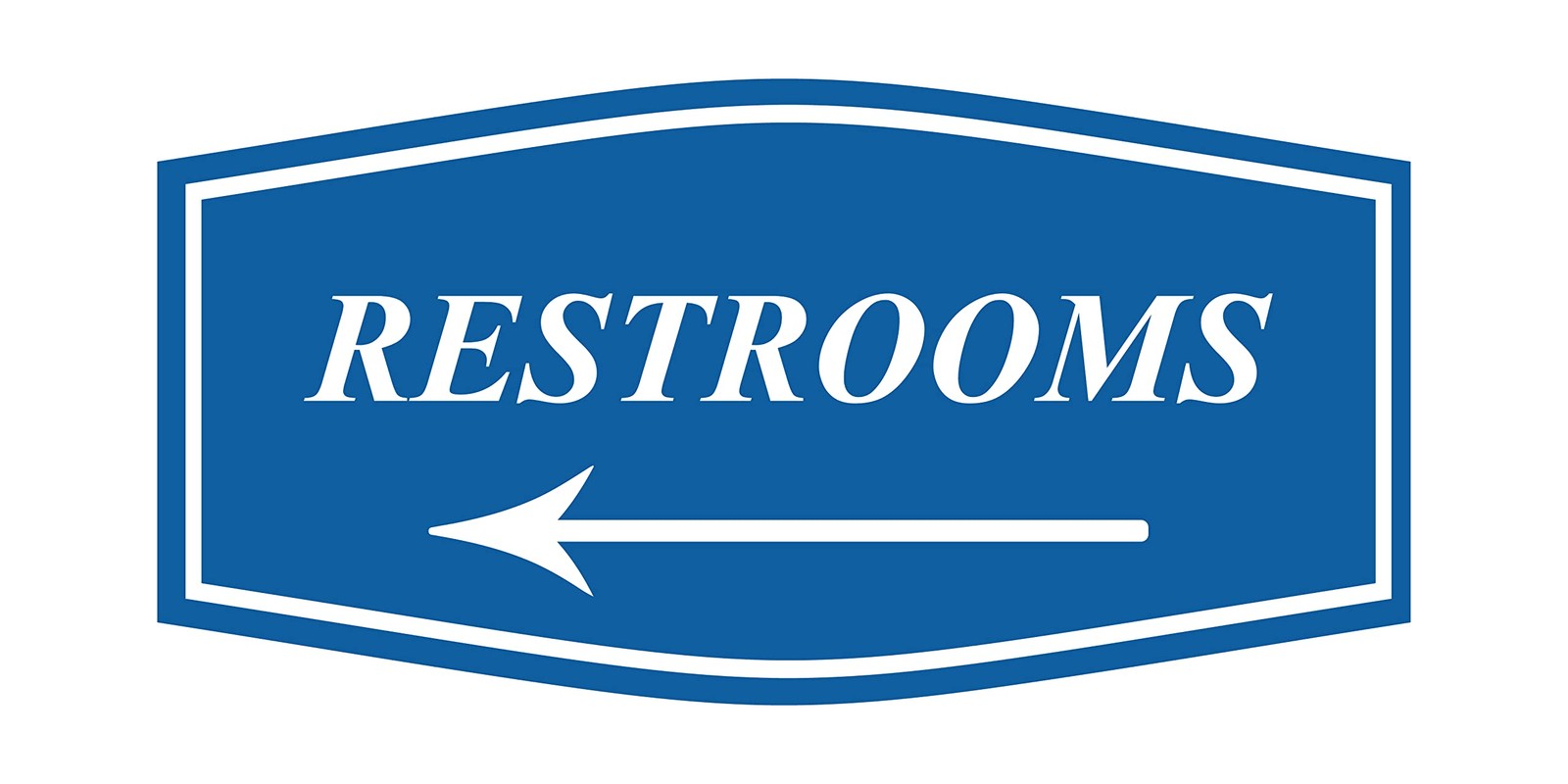 Fancy Restrooms Left Arrow Sign Large Blue 1 PCS Commercial Office Door Wall