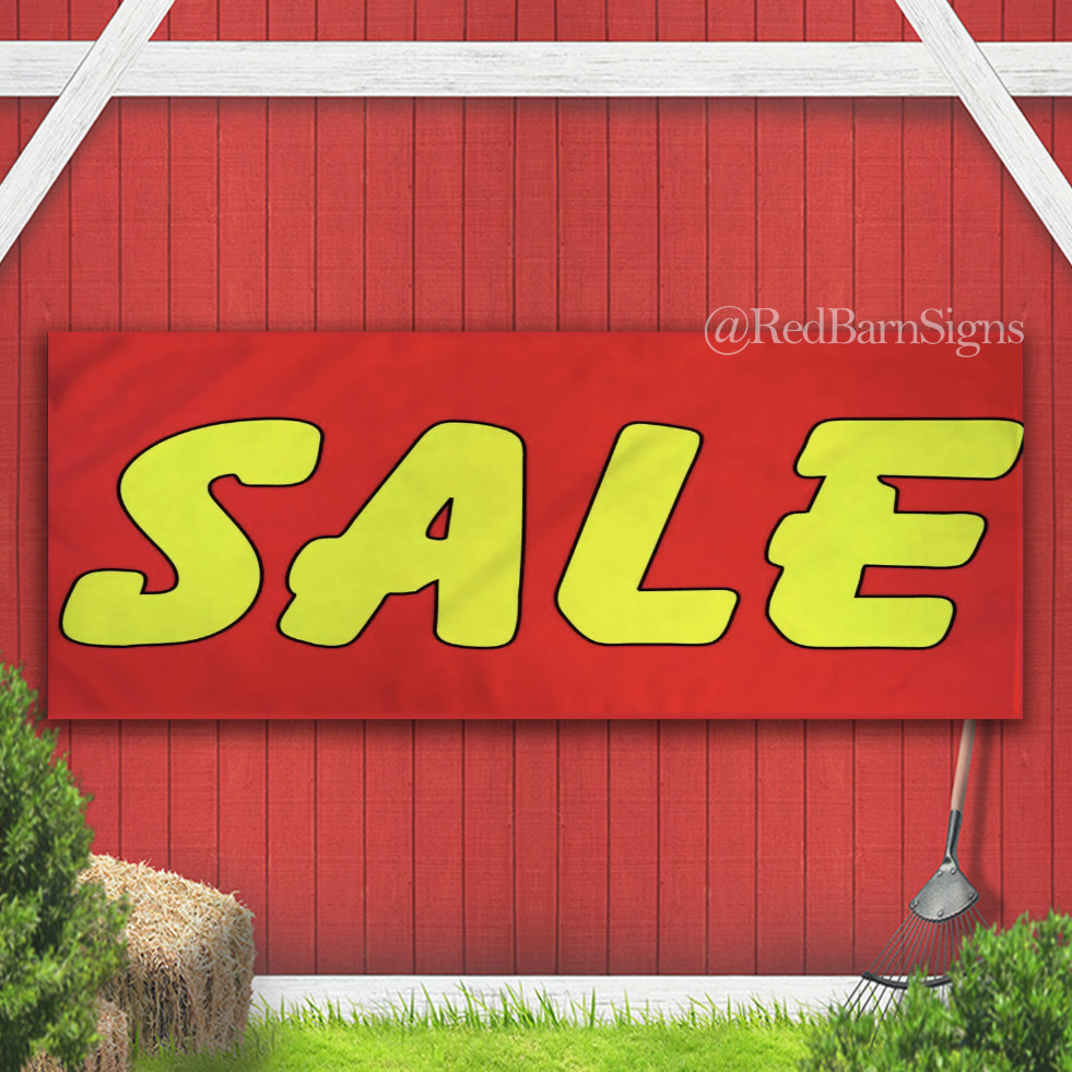 SALE Banner Advertising Business Sign Yellow on Red Store Business Promotion