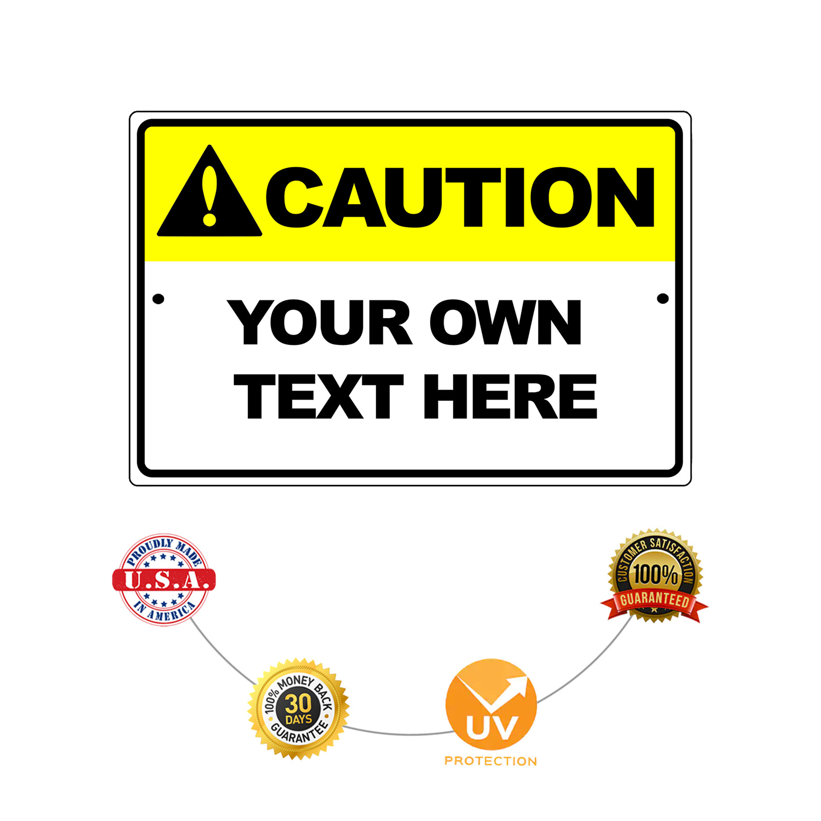 Custom Sign Caution Your Wording Sign Personalized Text Aluminum Metal Tin Sign