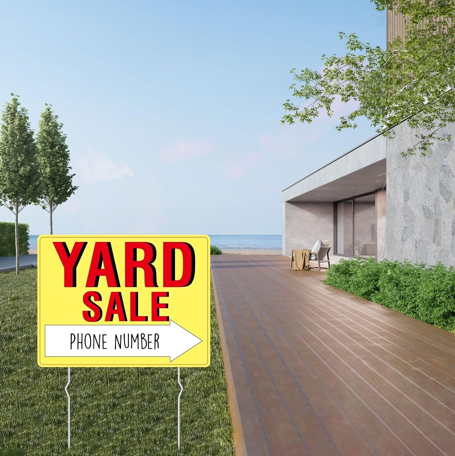 Yard Sale Sign, 3PCS Double Sided Yard Sale Signs with 6 Metal Stakes & 960 S…