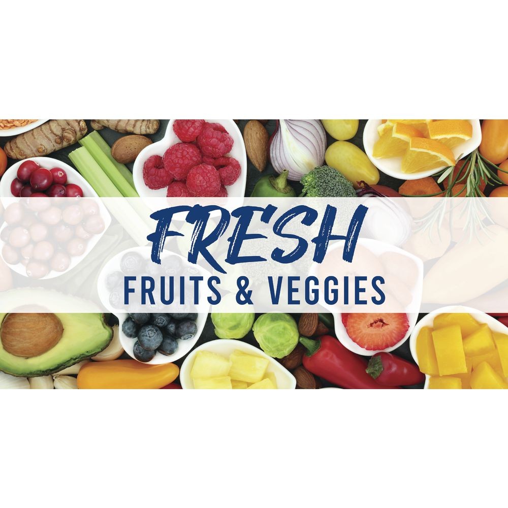 HUBERT® Vinyl Magnetic Fresh Fruit and Veggie Sign – 49″L x 26″H