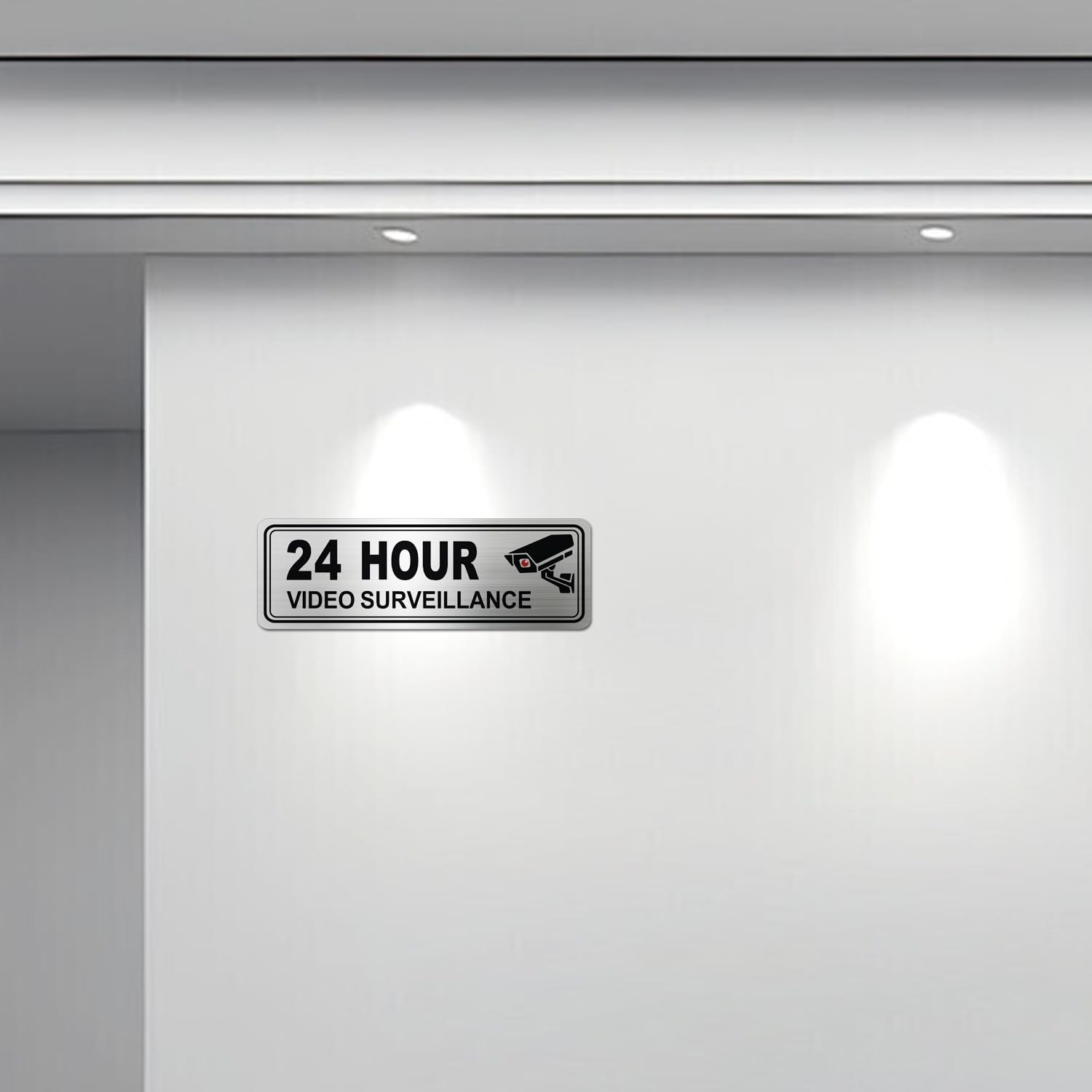 Metal Stainless Steel 24 Hour Video Surveillance Sign Self Adhesive 9×3 Inch