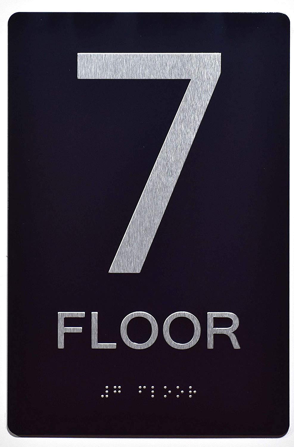 Floor Number Sign -7TH Floor Sign(Aluminium, Black/Silver,Size 6×9) -REF24-1027