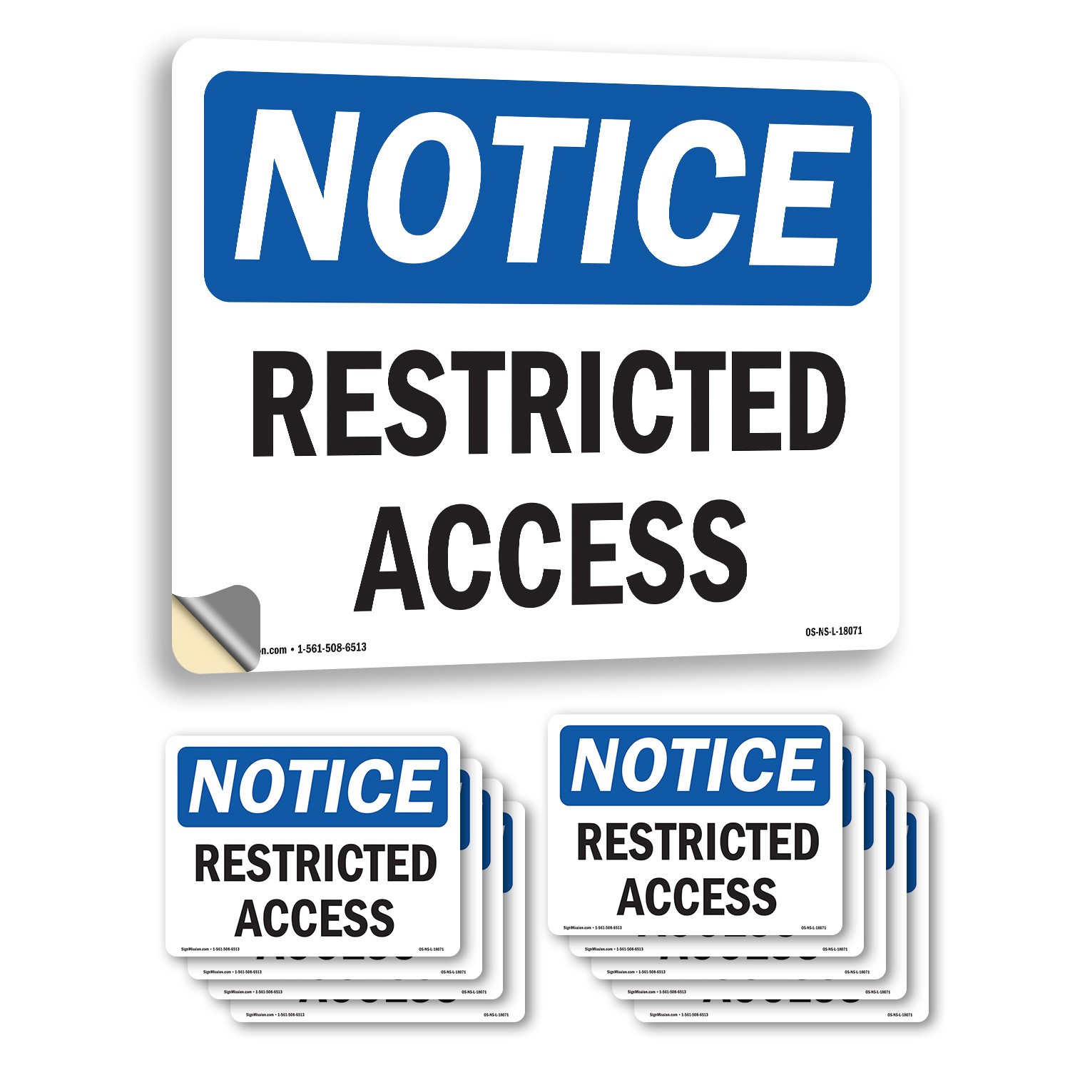 Restricted Access OSHA Notice Sign Metal, Plastic, Or Decal – 5 or 10 Pack