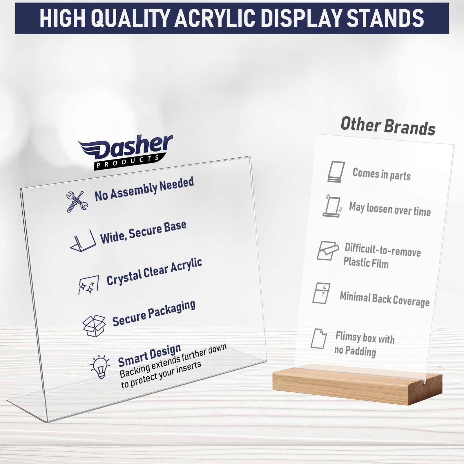 Slant Back Acrylic Sign Holder 11 x 8.5 Inches, 3-Pack 3 Pack, Clear