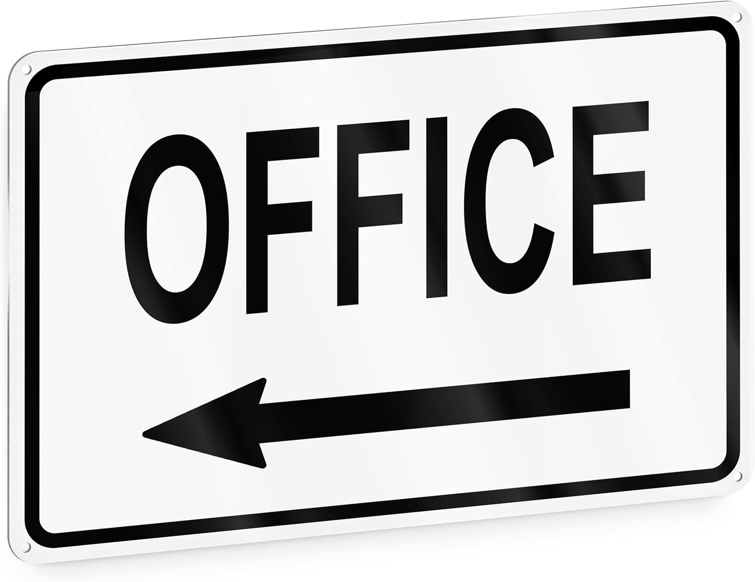 Office Sign with Left Arrow, 8X12 Reflective Aluminum Office Door Signs, UV Prot