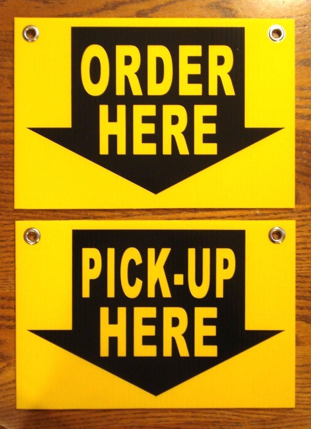 ORDER HERE & PICK-UP HERE Plastic Coroplast SIGNS 8X12 w/Grommets Restaurant by