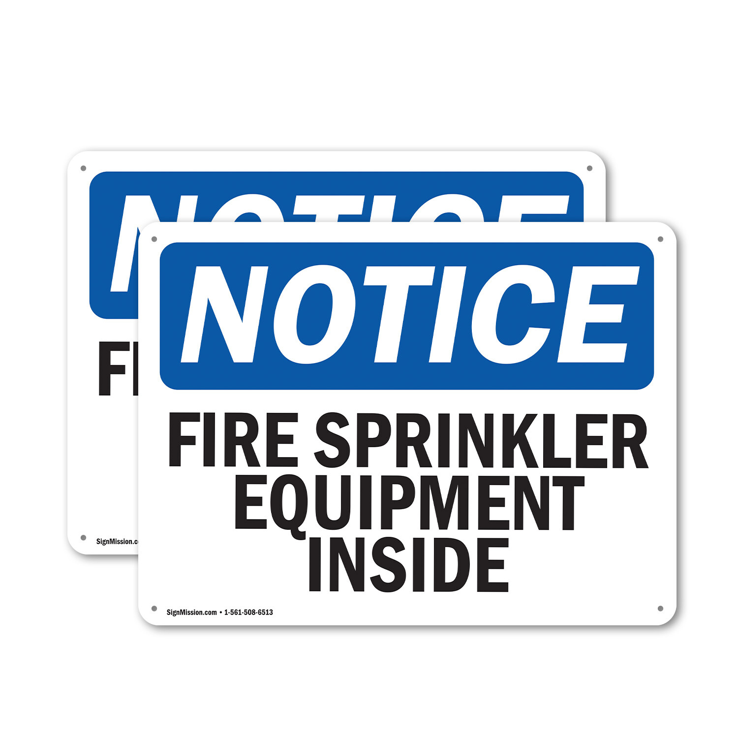 (2 Pack) Fire Sprinkler Equipment Inside OSHA Notice Sign Decal Metal Plastic