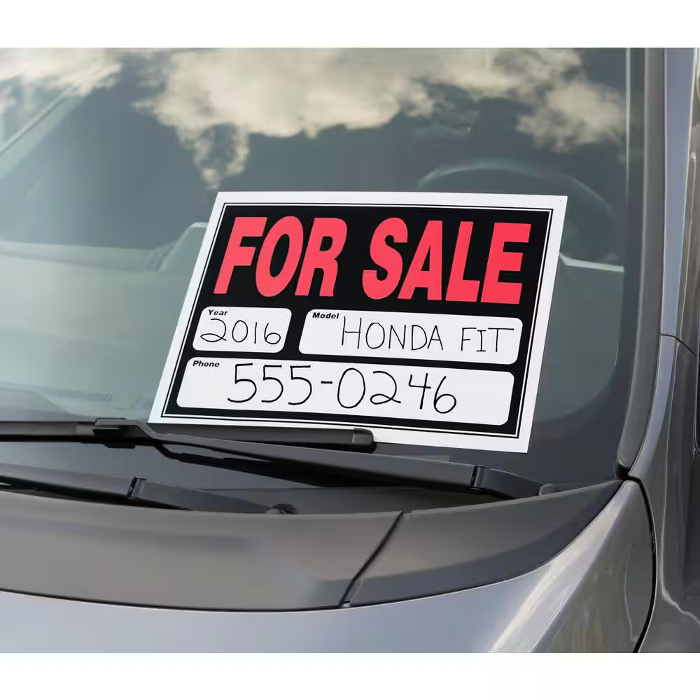 15 in. x 19 in. Plastic Auto for Sale Sign