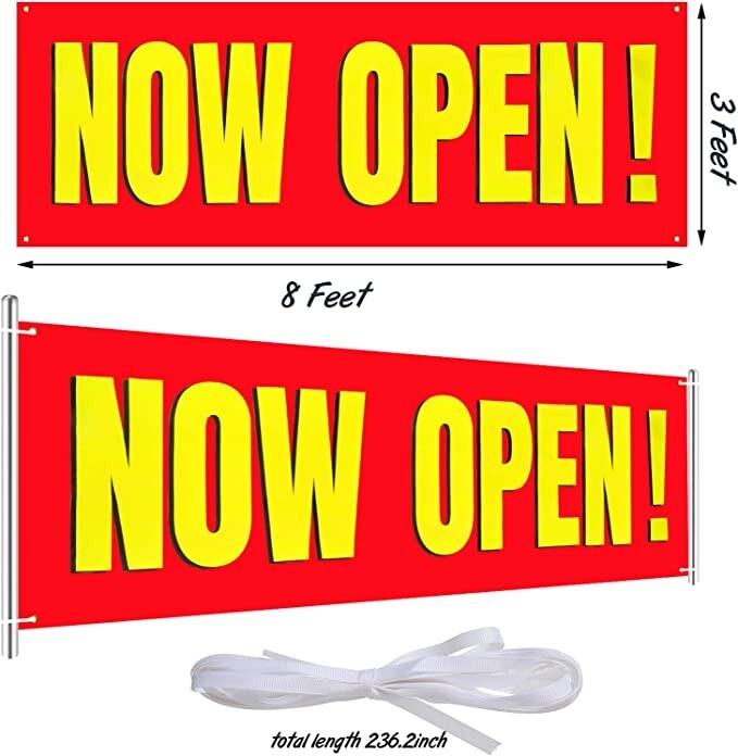 Large Now Open Banner Outdoor Indoor Signs Polyester Oxford Cloth free shipping
