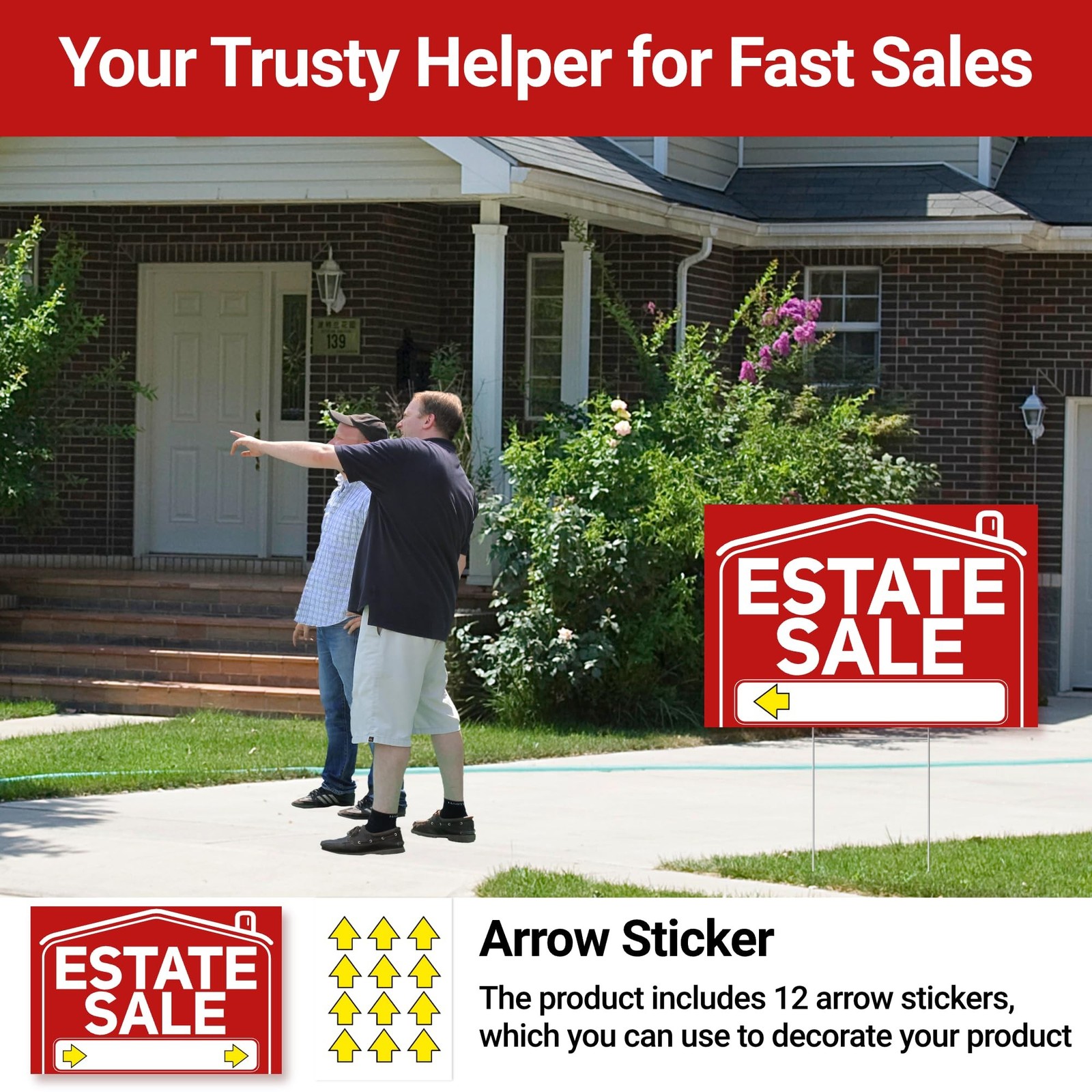 6 Pcs Estate Sale Signs with Stakes, 2 Foldable Extra-Large Estate Sale Signs…