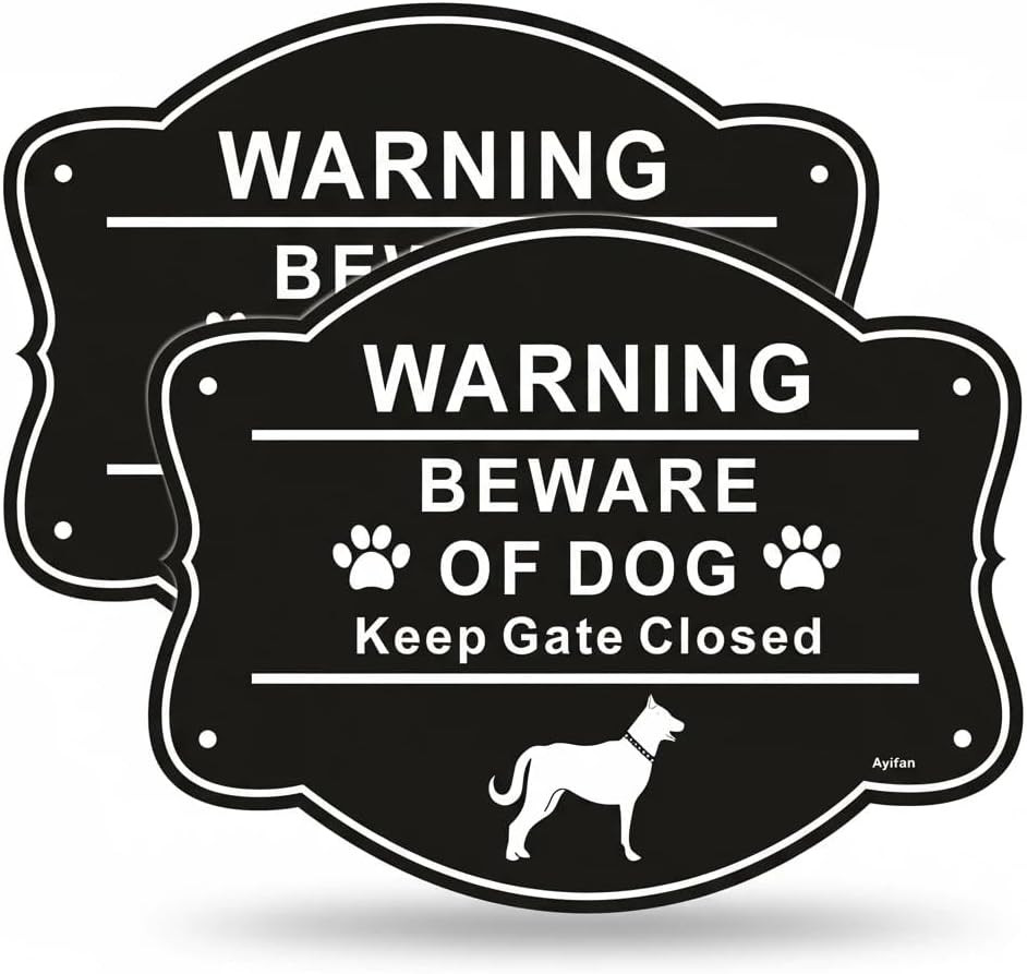 2 Pack Beware of Dog Signs for Fence,10 X 8 Inch Keep Gate Closed Signs, Rust
