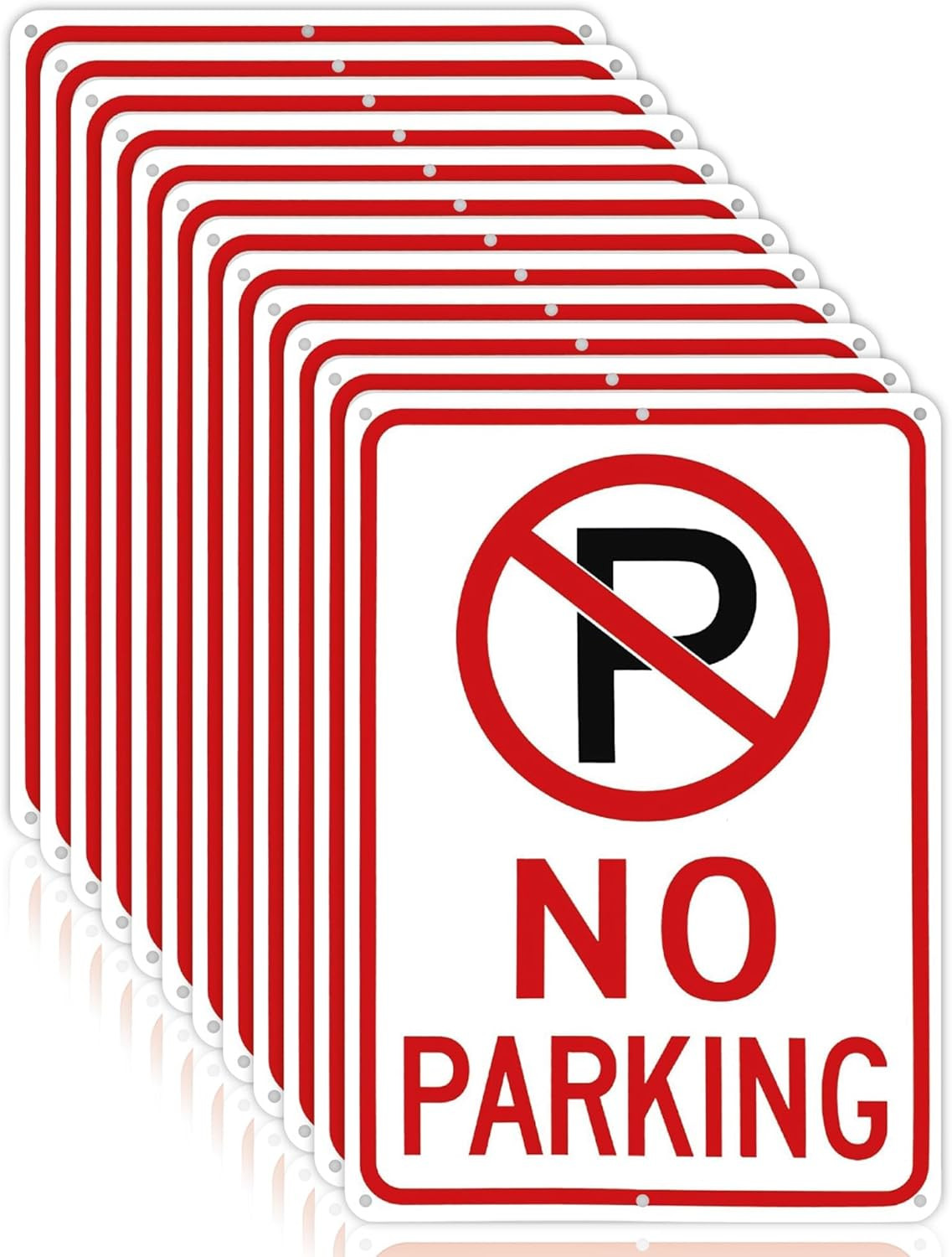 12 Pack No Parking Signs – 10″x14″ Rust-Free Metal, UV Protected