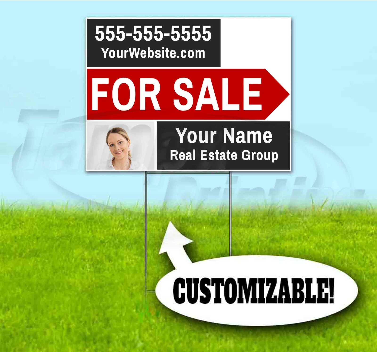 FOR SALE CUSTOM REALTOR 18×24 Yard Sign WITH STAKE Corrugated Bandit REAL ESTATE