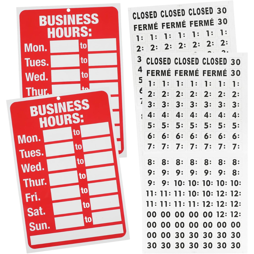 2 Piece Business Hours Sign, Open Hours Signs for Business Adjustable, Assured