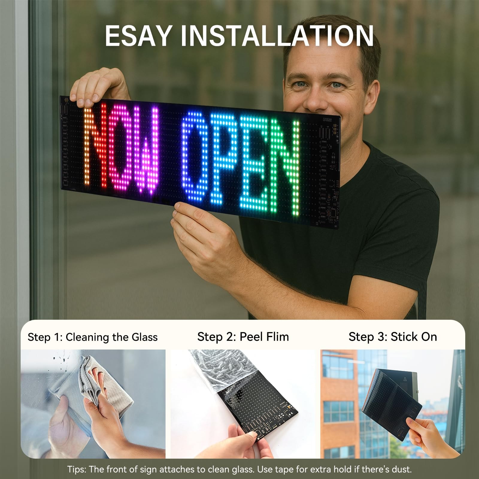 24”x5” Programmable LED Sign with Bluetooth Control, Flexible Scrolling LED Si