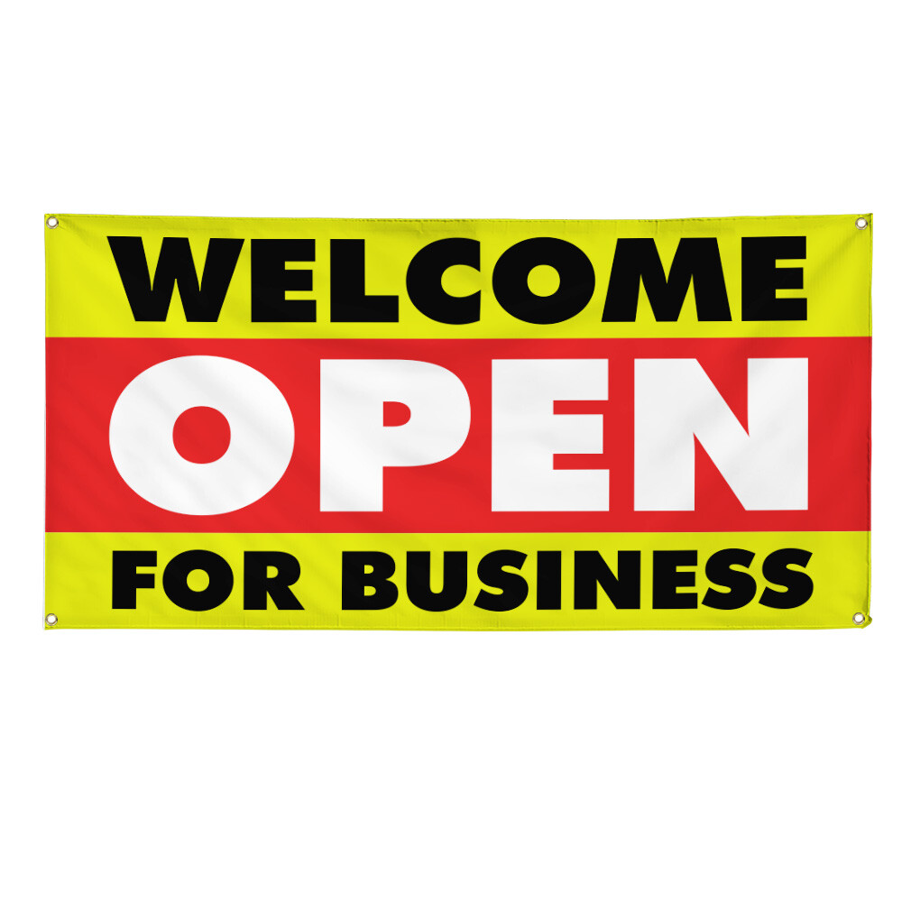 Vinyl Banner Multiple Sizes Welcome Open for Business #2 Business Outdoor