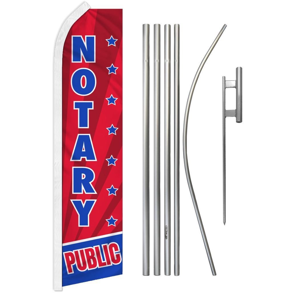 “NOTARY PUBLIC” Advertising Super Flag & Pole Kit