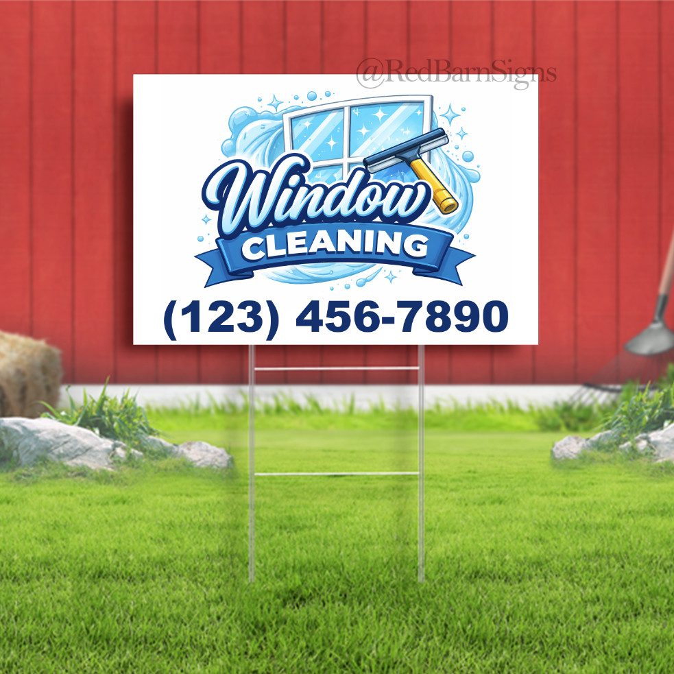 Window Cleaning Customizable Phone Number Indoor Outdoor Yard Sign with metal