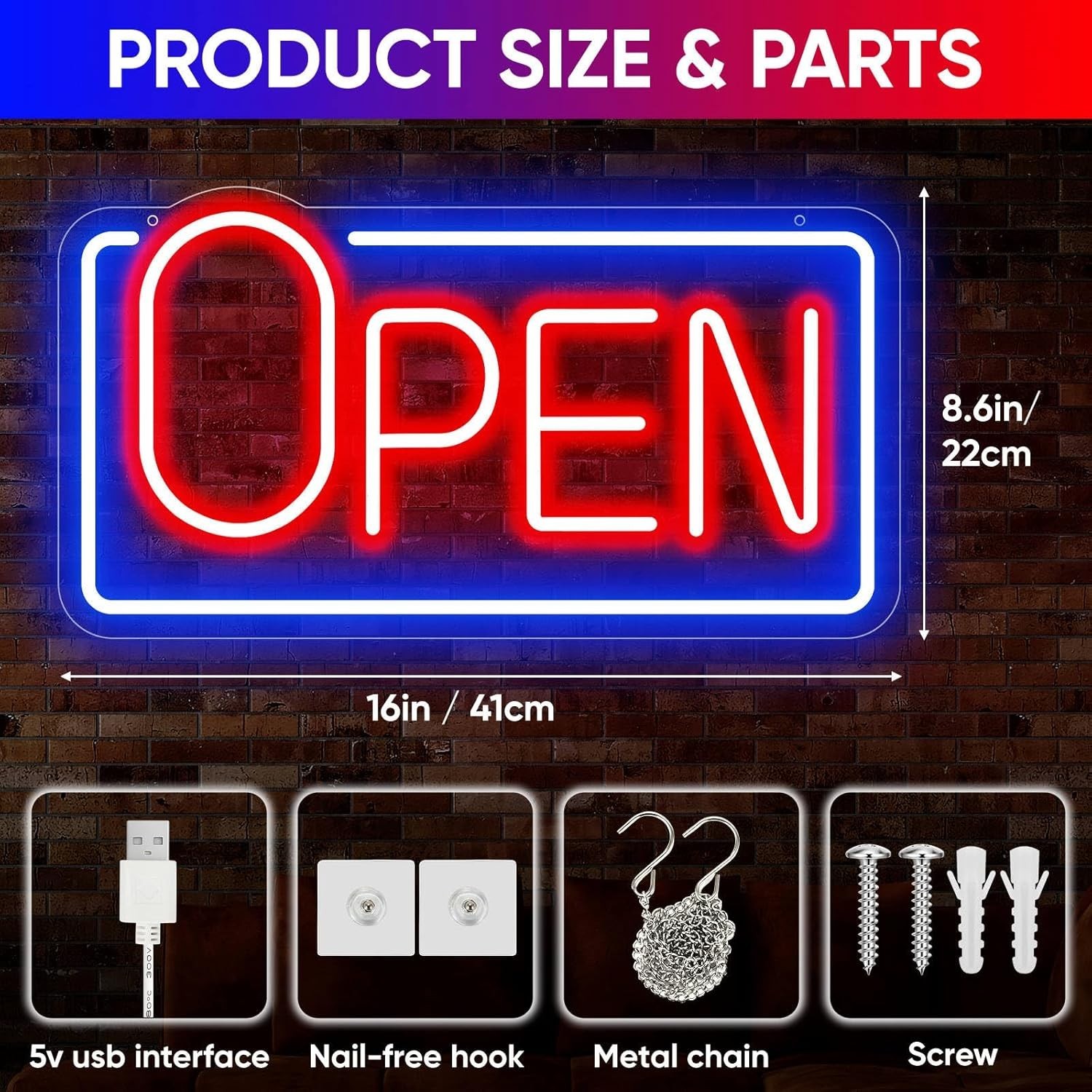 LED Neon Open Sign for Business Window, Light up Open Sign for Store Carteles
