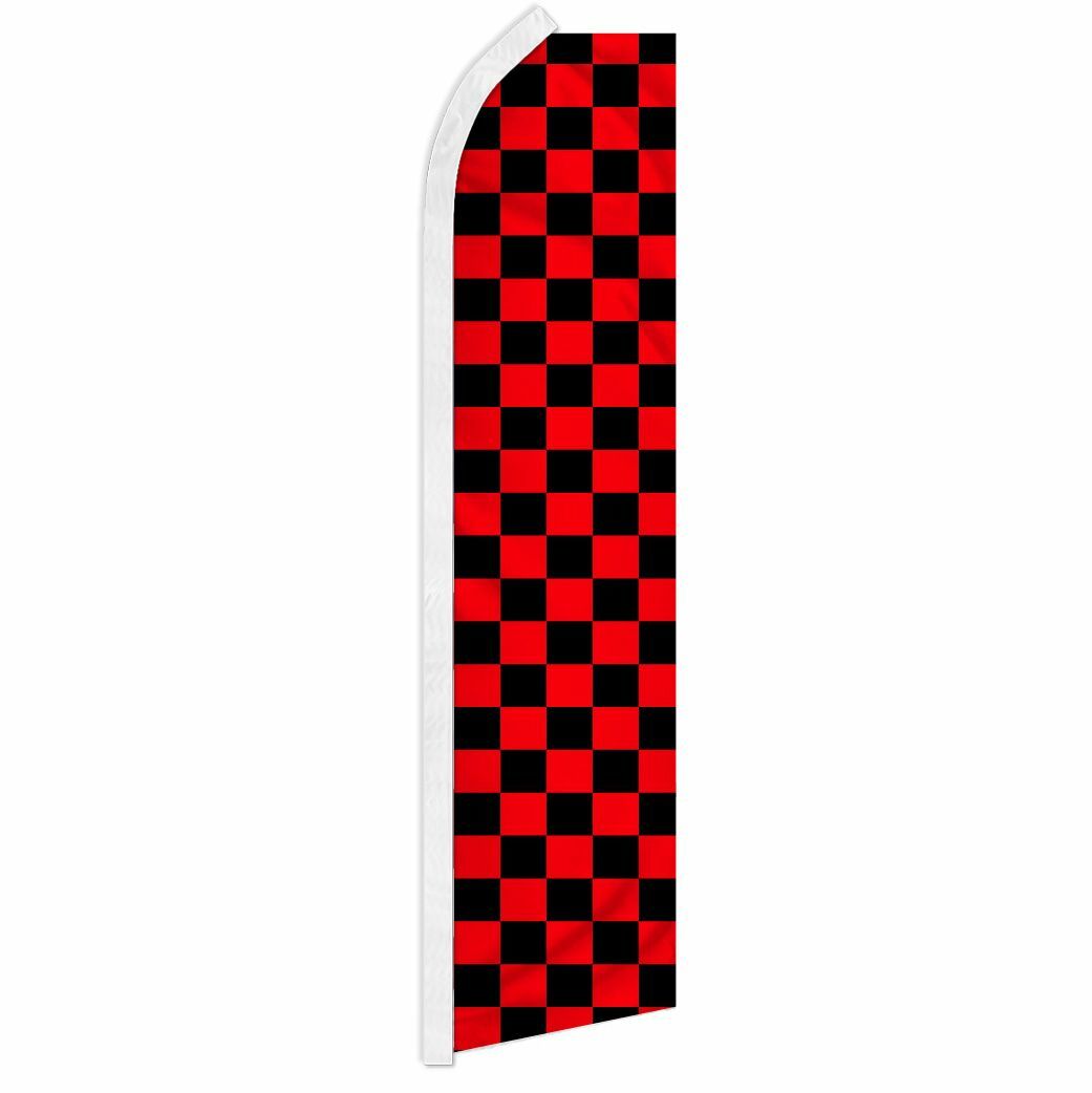 “RED & BLACK CHECKER” advertising super flag swooper banner business sign check