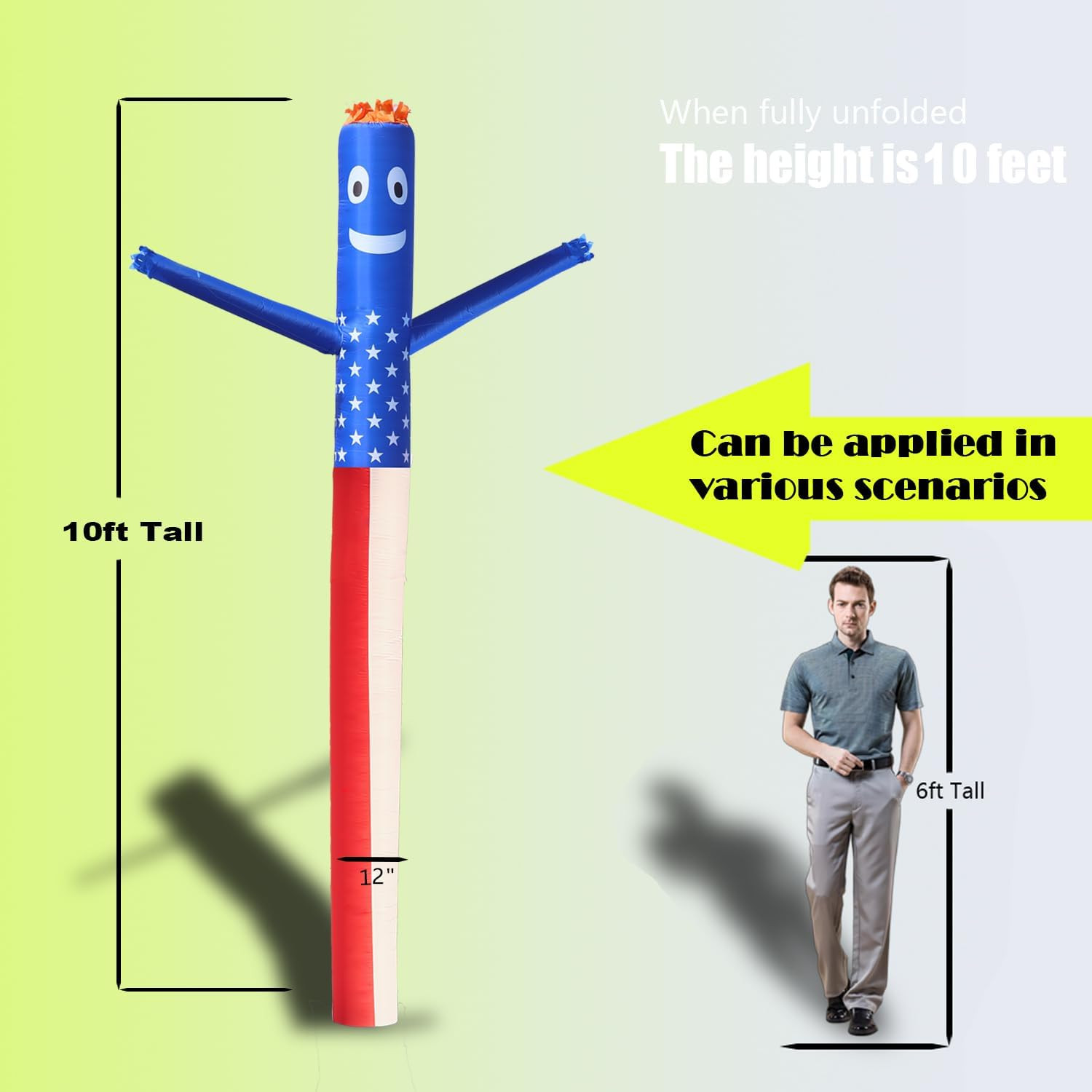 10 FT Inflatable Tube Man for 12”/30Cm Blower (Blowers Not Included) Air Pup…