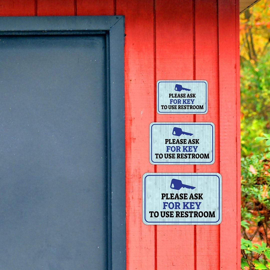 Please Ask For Key To Use Restroom Sign Small Framed Wall Door Bathroom