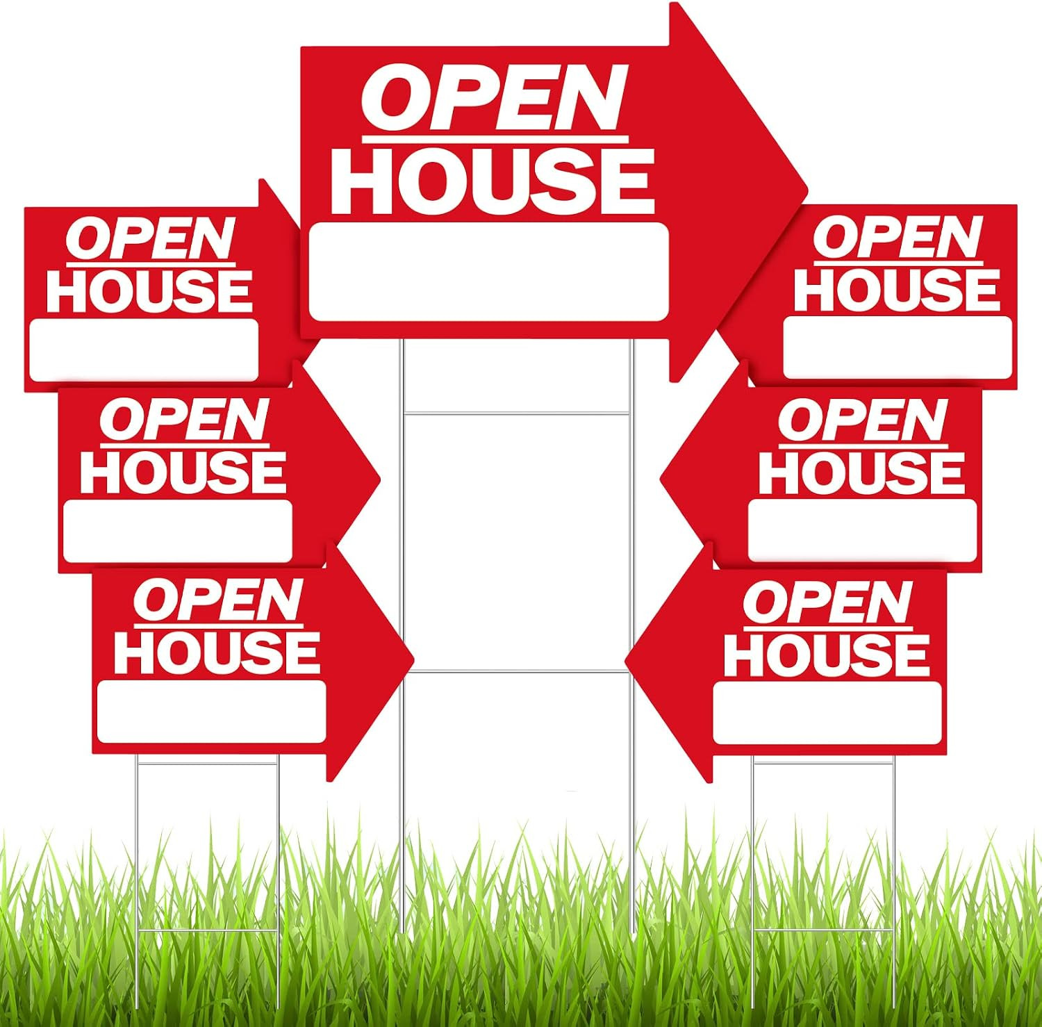 7 Pcs Open House Signs for Real Estate 18″X24″ Arrow Shape Signs, Red | Include
