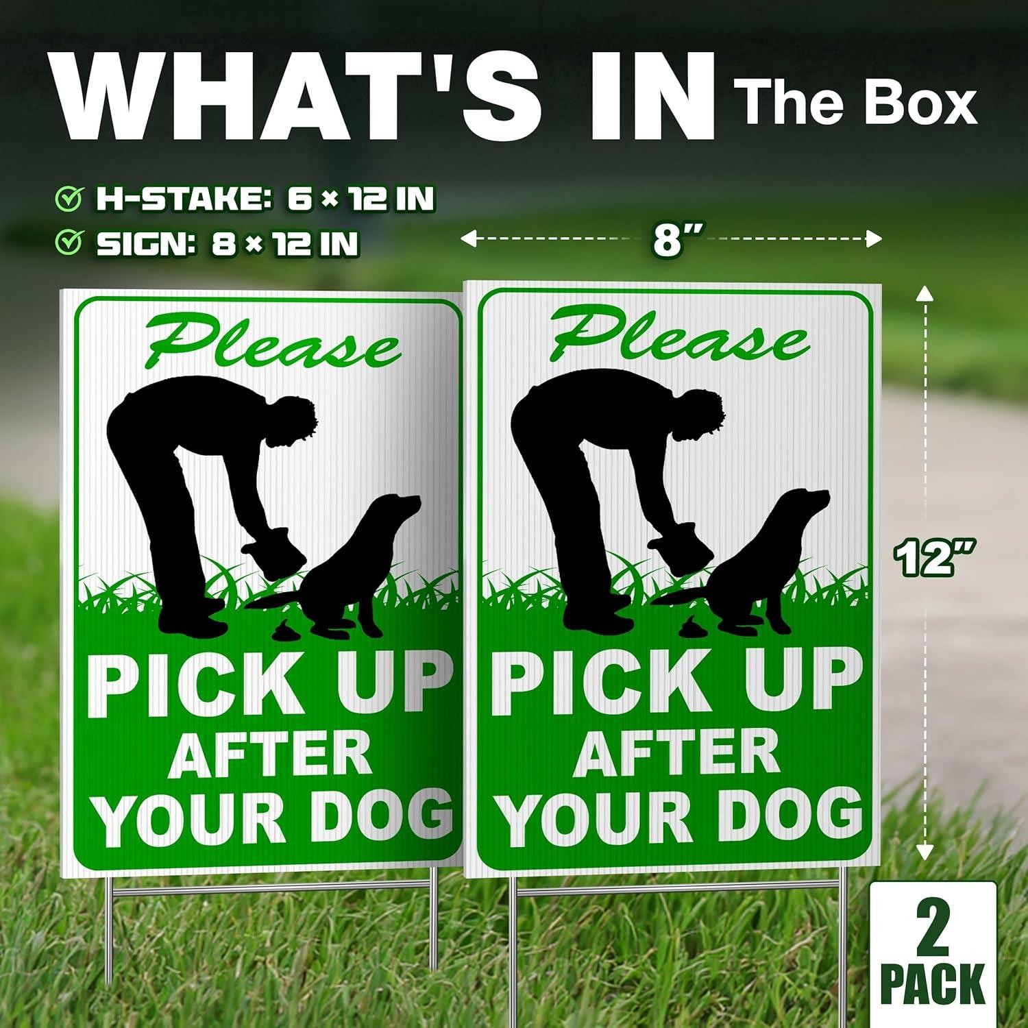 2 PC Pick up after Your Dog Sign, 8X12 DS Coroplast Please Clean up after Your P