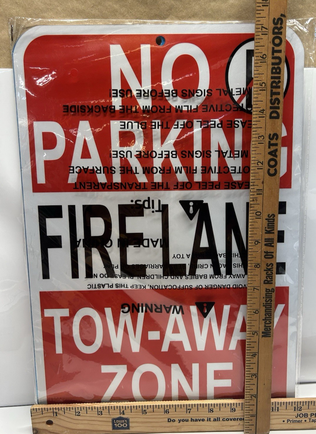 2 Outside Vertical Metal Signs No Parking Fire Lane Street Tow Away 17.5″ x 12″