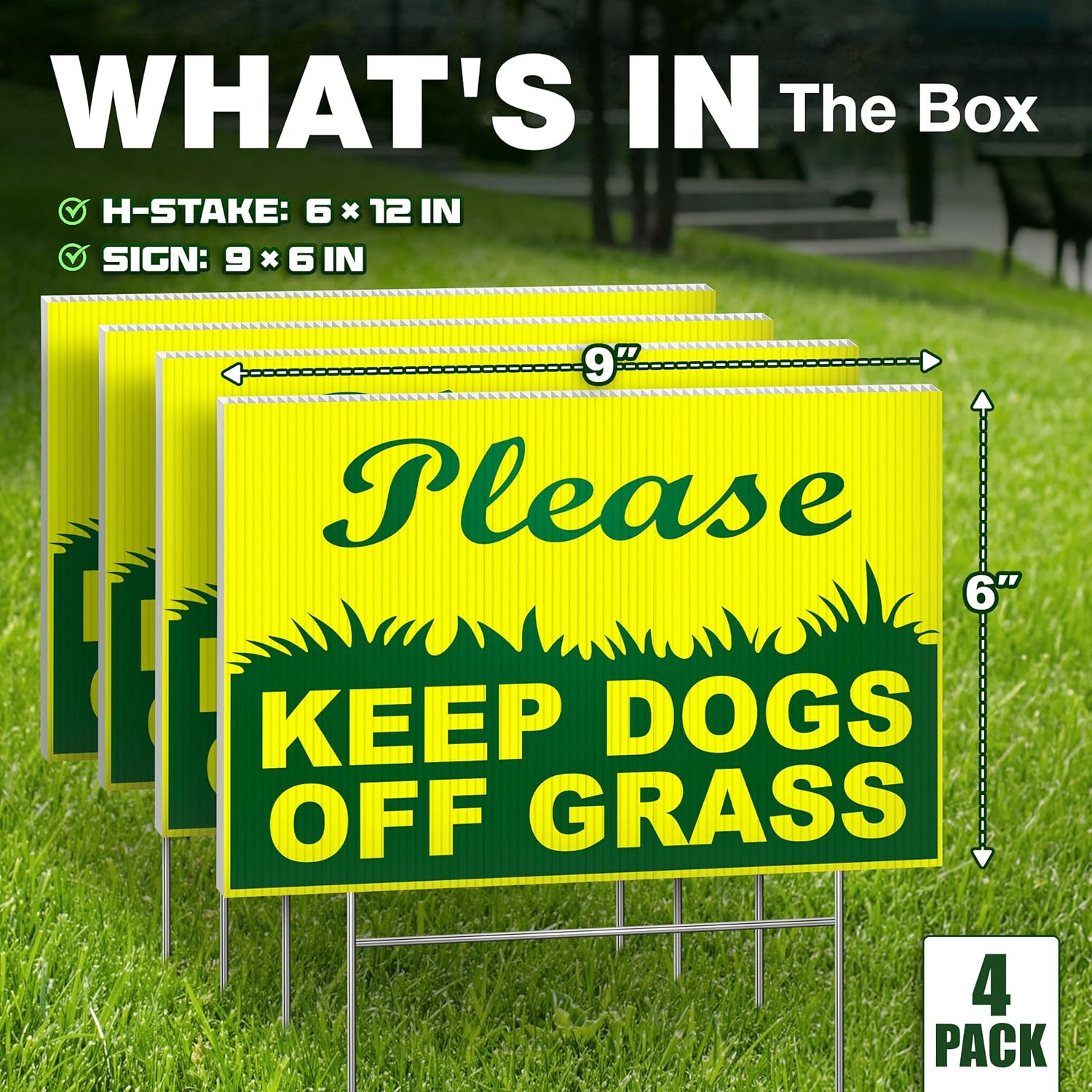 4-Pack Keep off Grass Signs for Yard, 6X9 Double-Sided Coroplast Lawn Signs with