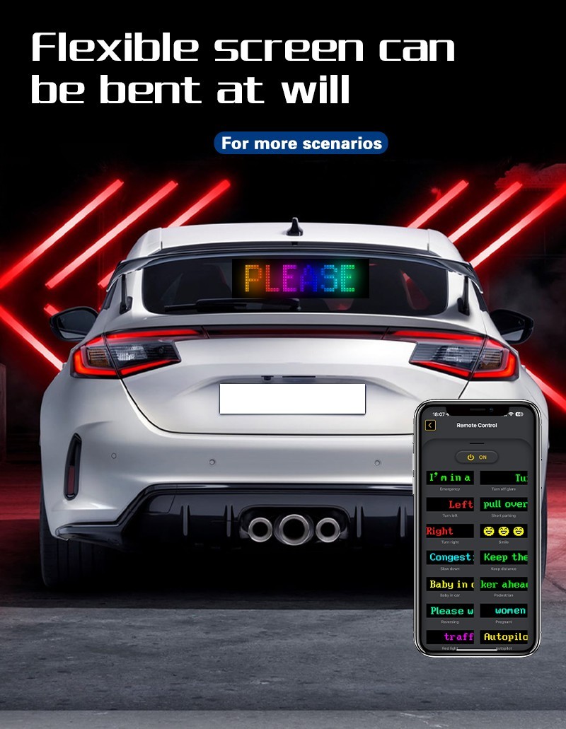 4″x13.7″ LED Sign Car Scrolling Advertising Bluetooth App Control Logo Light