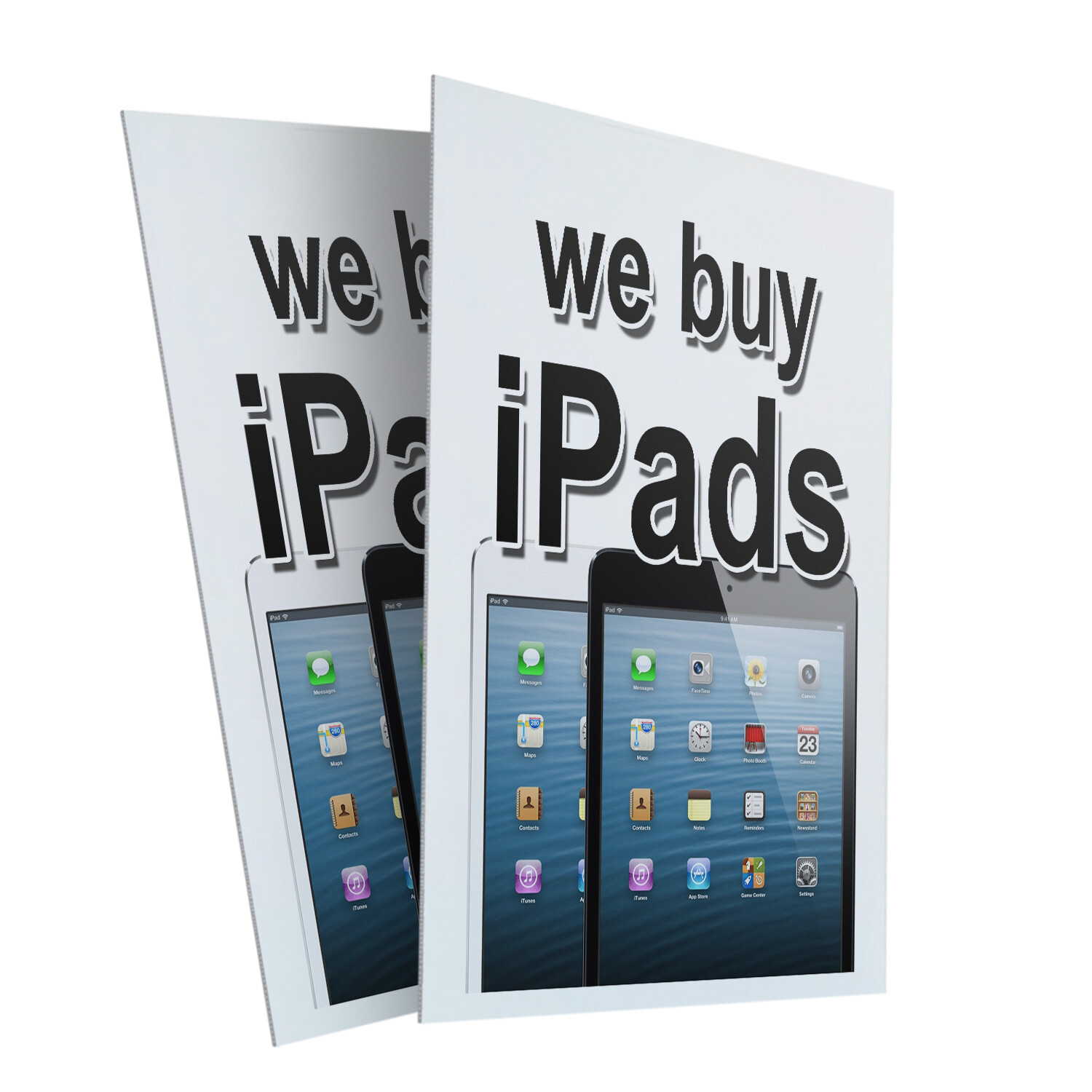 We Buy Ipads 24″ x 36″ 2 Pack Of Store Sign Plastic Or Decal