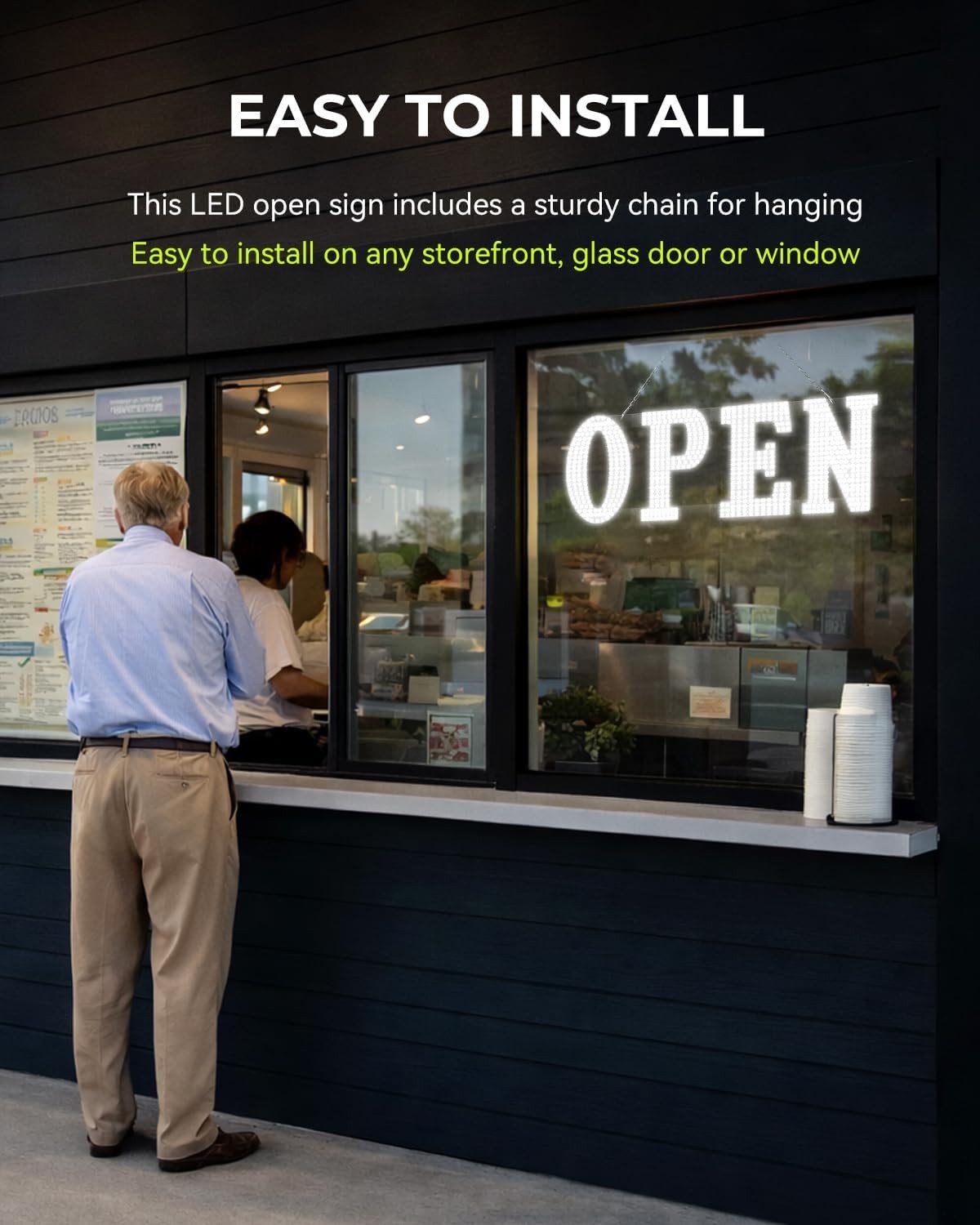 Jumbo LED Open Sign 40″x14″ Ultra Bright, High Visibility, Business Storefront