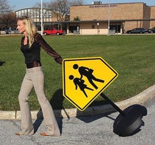 TIP N ROLL PORTABLE SIDEWALK SIGN STAND PEDESTAL BASE AND POST KIT FOR SIGNS