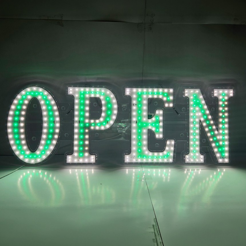 EPL Signs OPEN Green LED Sign Business 10″x30″ Remote 2G Blinking Mode