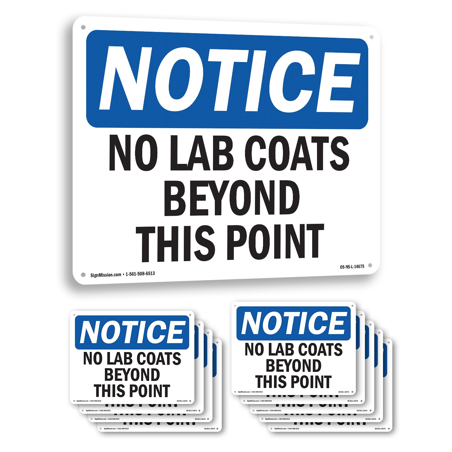 No Lab Coats Beyond This Point OSHA Notice Sign Metal,, Decal 5 or 10 Pack