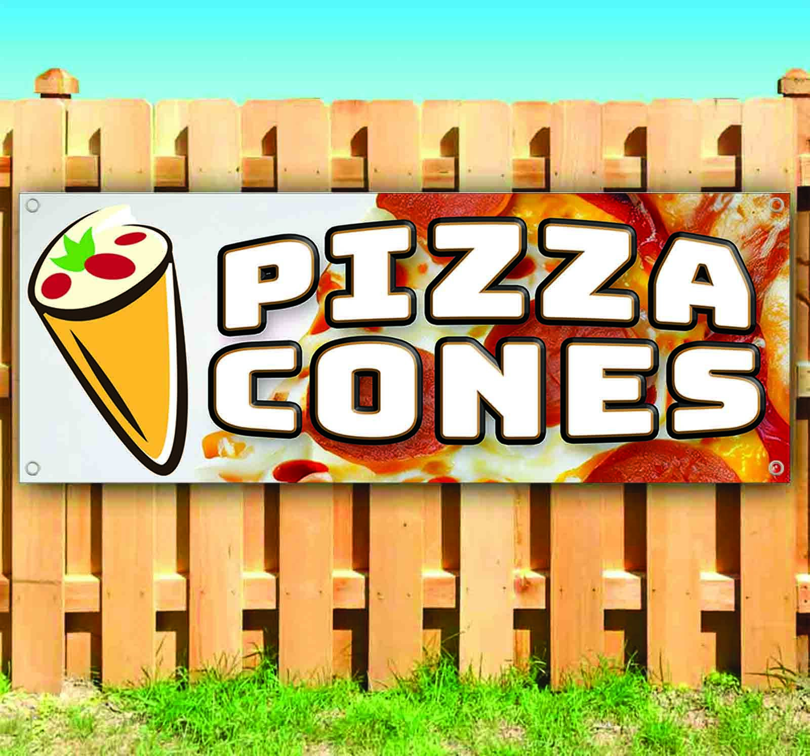 PIZZA CONES Banner Advertising Vinyl Flag Sign Many Sizes FAIR FOOD, FESTIVAL