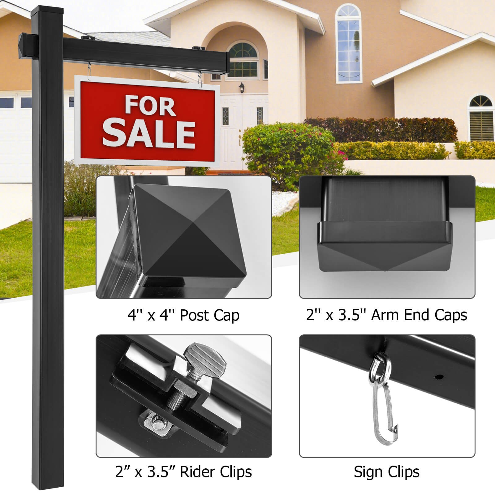 4PCS 6FT Realtor Yard Sign Post w/ Steel Stake for Garage Sale Rent Open House